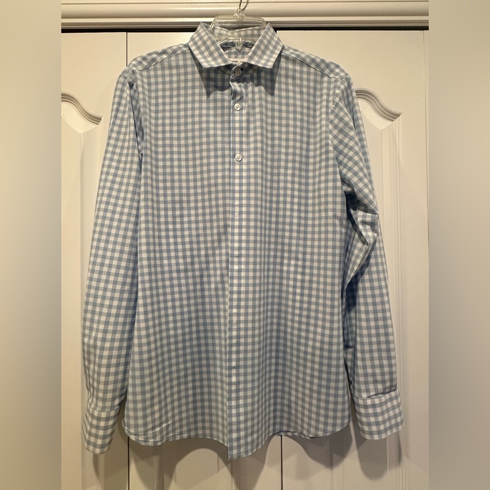 Mizzen+Main Light Blue & White Gingham Button-Down Shirt